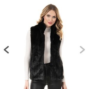 PARKHURST BLACK MINK FAUX FUR HOOK VEST